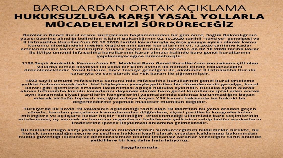 BAROLARDAN ORTAK AÇIKLAMA