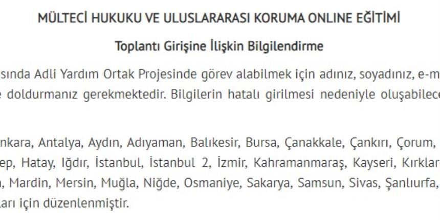 MÜLTECİ HUKUKU VE ULUSLARARASI KORUMA ONLINE EĞİTİMİ