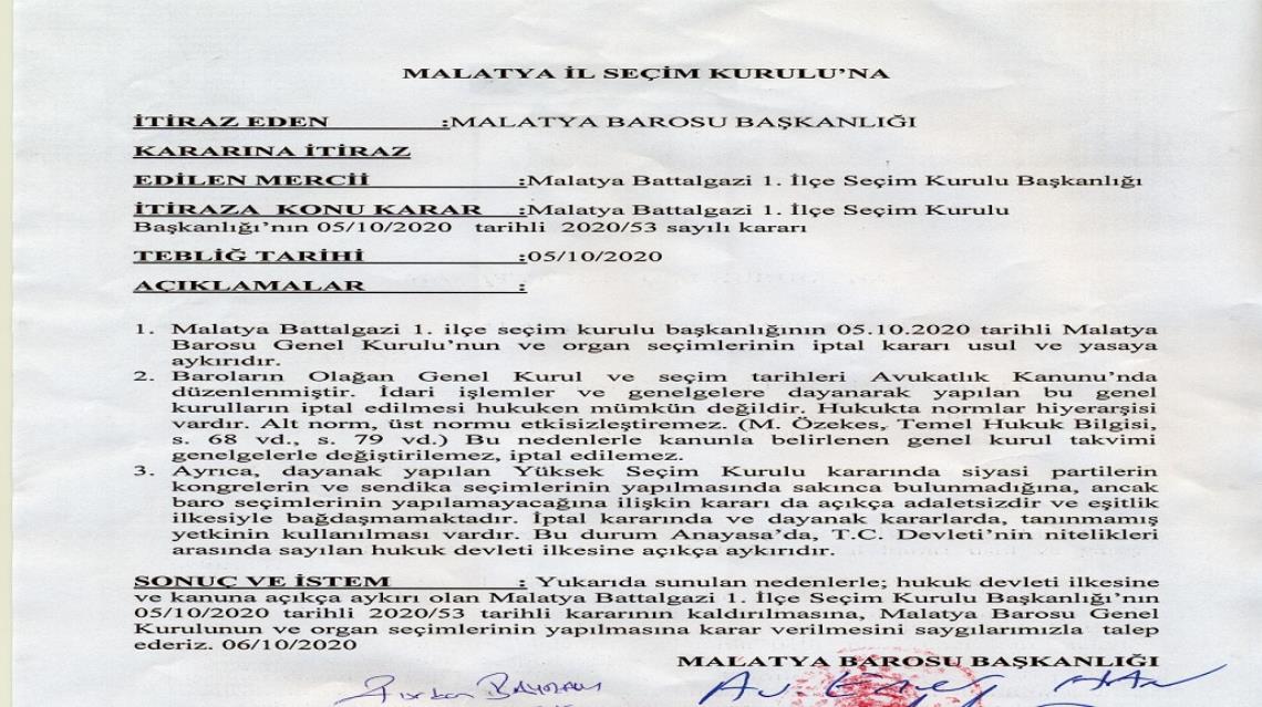 MALATYA BAROSU GENEL KURULU ERTELENMİŞTİR