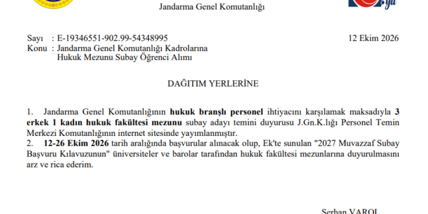 JANDARMA GENEL KOMUTANLIĞI SUBAY ÖĞRENCİ ALIMI
