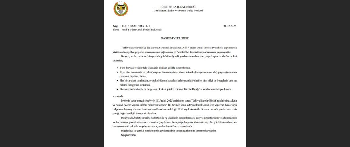 MÜLTECİ ADLİ YARDIM ORTAK PROJESİ KAPANIŞ BİLGİLENDİRME